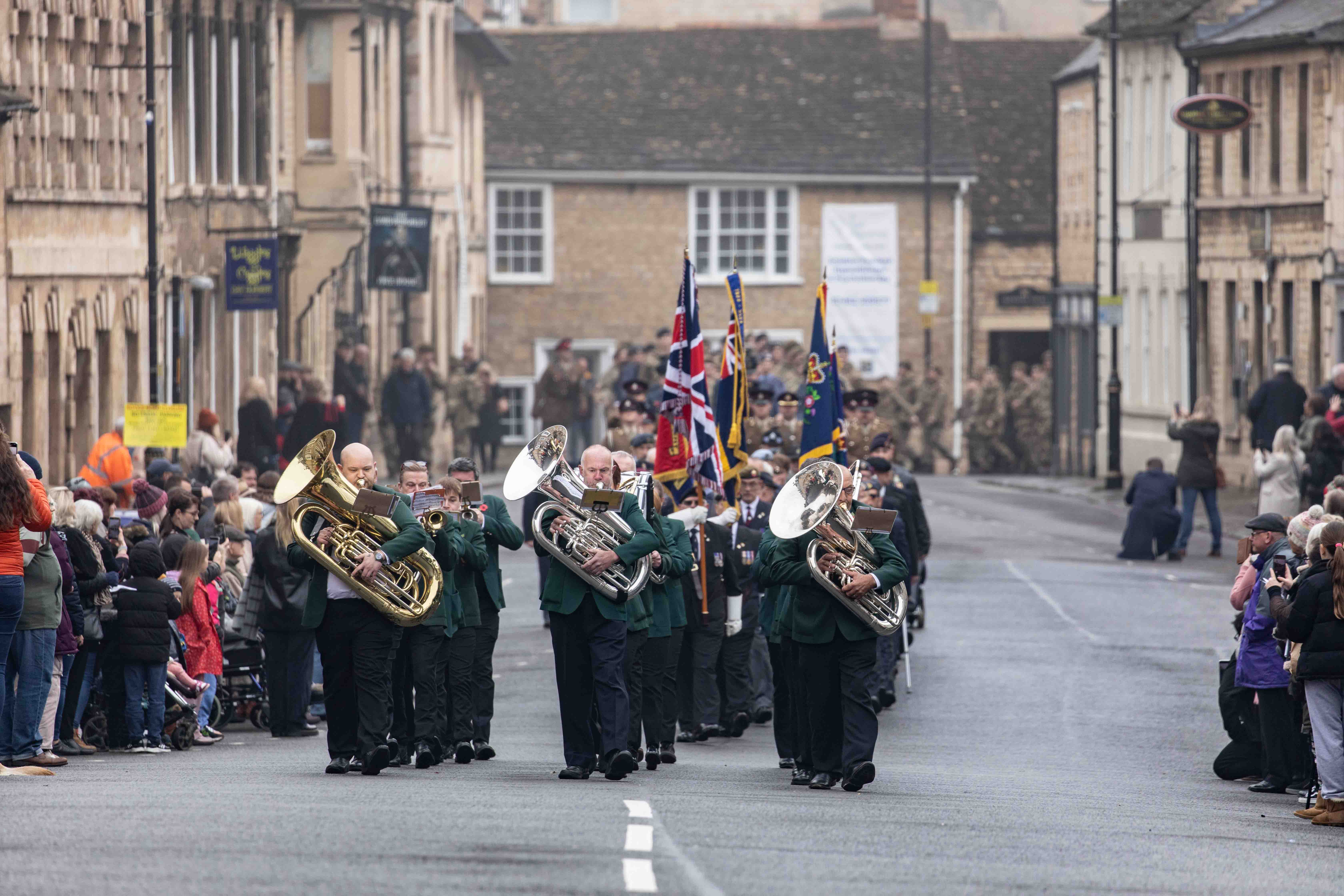 Broad Street in Stamford on Remembrance Sunday
